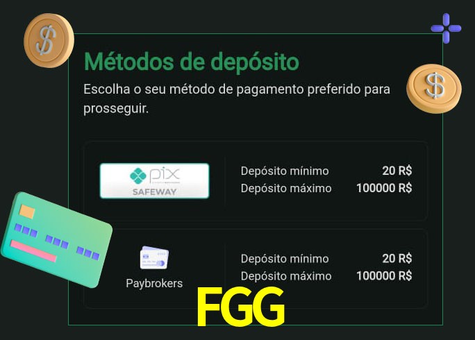 O cassino FGG oferece uma grande variedade de métodos de pagamento